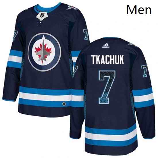 Mens Adidas Winnipeg Jets 7 Keith Tkachuk Authentic Navy Blue Drift Fashion NHL Jersey